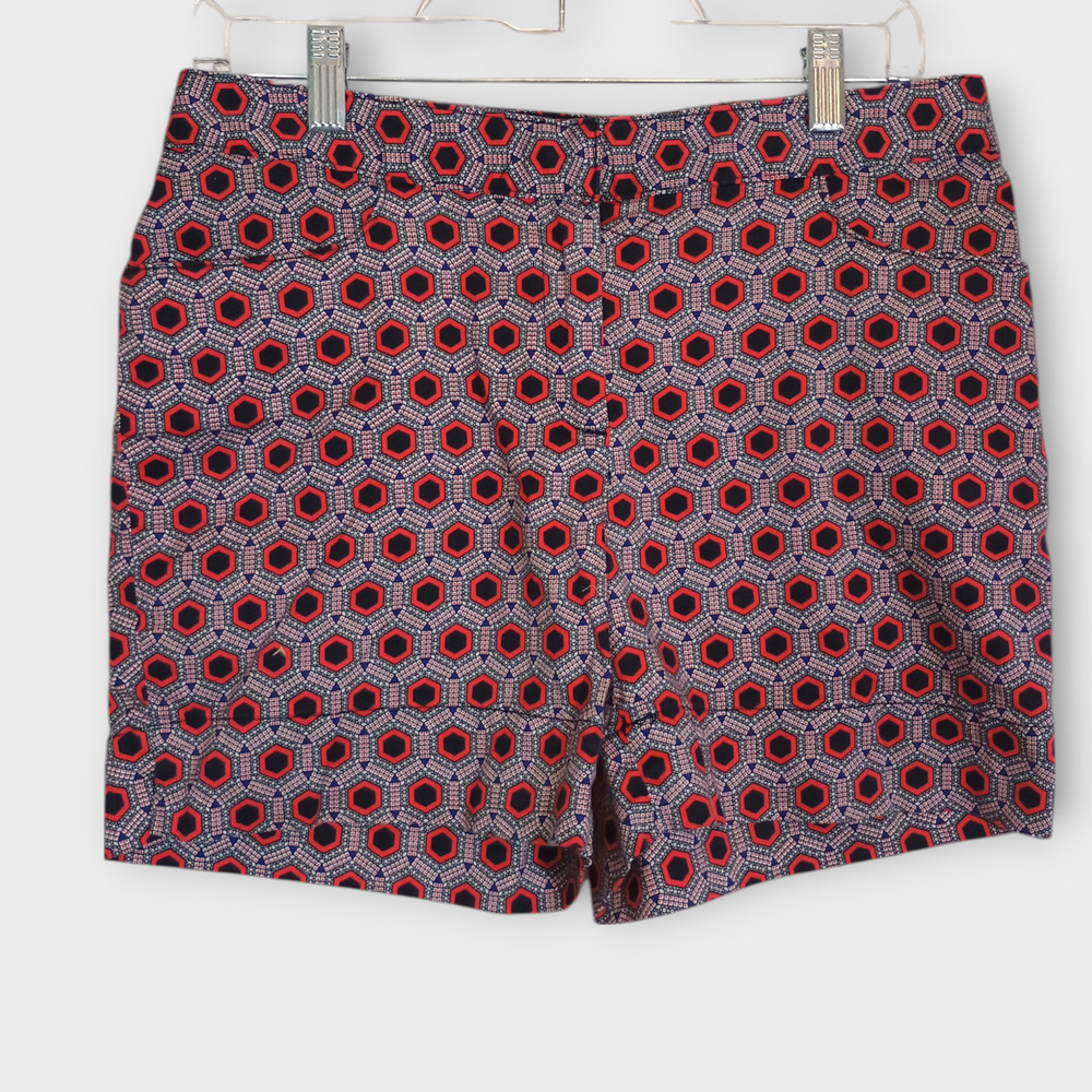 Ellen Tracy Shorts Womens 6 Multicolor Geometric Print Artsy Retro Maximalist